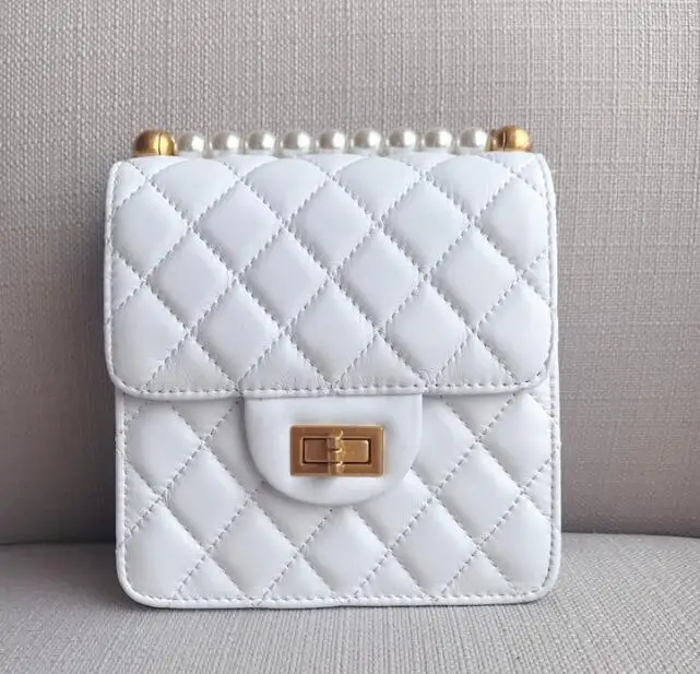 Женская обувь из натуральной кожи цепи сумка Перл Crossbody сумка женская - Цвет: 2