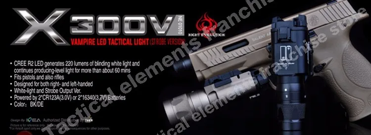 Страйкбольное Оружие элемент Surefir X300V оружейный светильник фонарь GLOCK 18C 19 Flash светильник X300 вампир светодиодный стробоскоп пистолет охотничий фонарь EX381