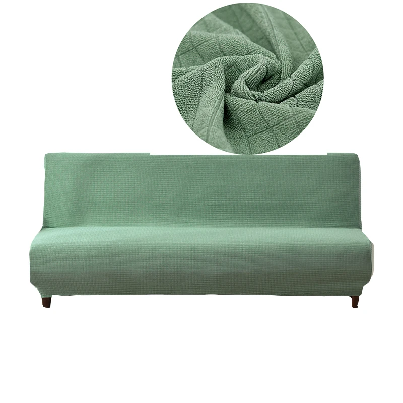 

Light Green Knitted Fabric Soft No-handrail Sofa Bed Slipcovers Armless Elastic Couch Sofa Bed Covers For Home High Quality
