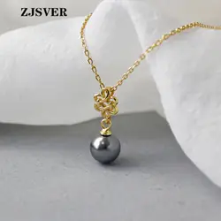 ZJSVER ювелирные изделия из стерлингового серебра 925 пробы ожерелье геометрический Прямоугольный кулон Модные Золотые женские цепи ожерелье