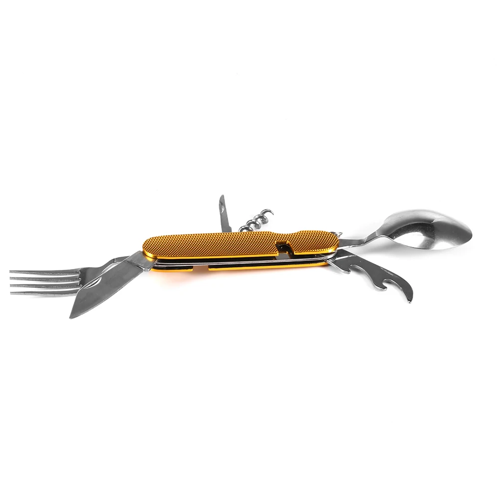 Портативная Складная посуда 3 в 1 из нержавеющей стали, ложка, вилка, нож, многофункциональный инструмент для кемпинга, пикника, набор Z35