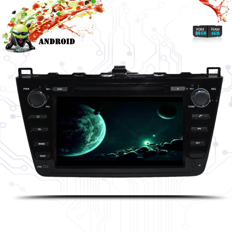 Perfect Android 9.0 64+4GB Car DVD player GPS navigation Deckless radio For Mazda 6 Atenza 2008-2012 Satnav multimedia tape radio Audio 3