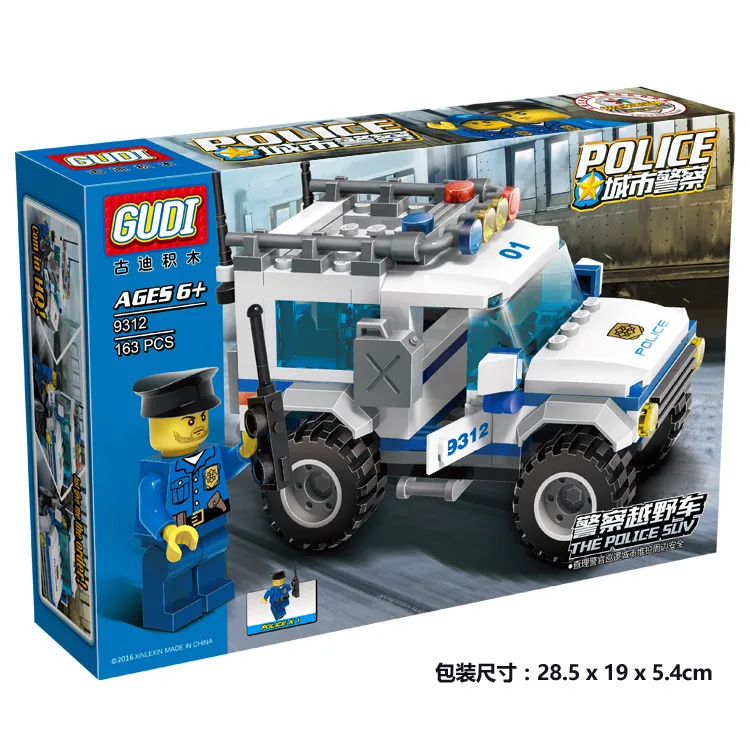 Модели GUDI строительные игрушки совместимые с G9312 163 шт. полицейские блоки хобби