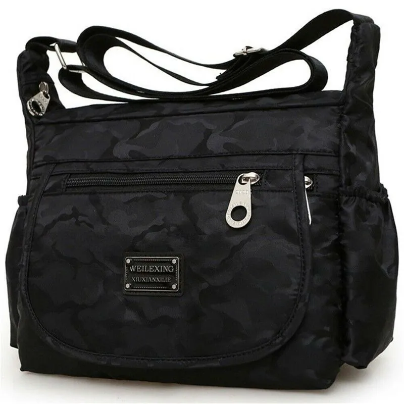 Горячие Для женщин водонепроницаемый Multi Pocket Messenger Сумка через плечо женские сумки Хобо Сумка - Цвет: Черный