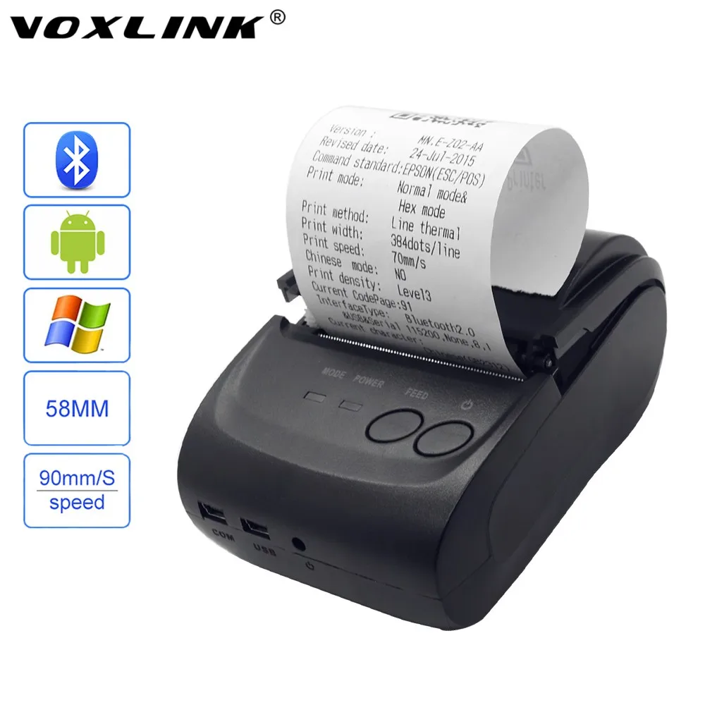 VOXLINK 58mm Mini Wireless Bluetooth Thermal Receipt Printer for ...