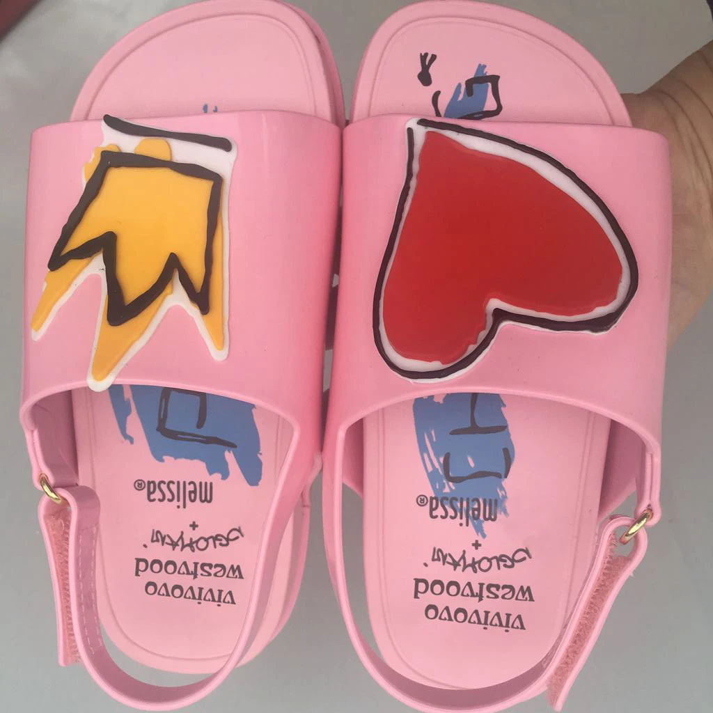 Melissa Корона и красное сердце мини-сандалии летние непромокаемые туфли прозрачная обувь для маленьких девочек Нескользящие Детские сандалии для малышей - Цвет: Розовый