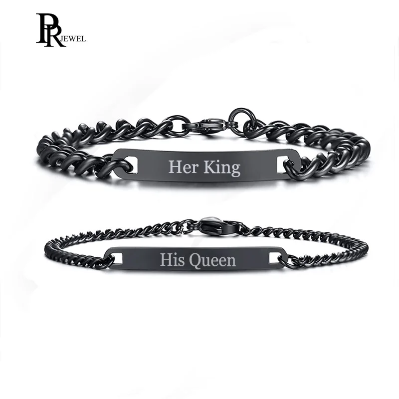 Love Couple Bracelet Stainless Steel Link Chain Bracelet Free Engrave Bracelet