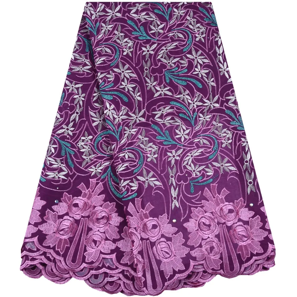 Latest African Lace Fabric 5Yards Cotton Swiss Voile High Quality Embroidery Nigerian Fabrics French S1604 | Дом и сад
