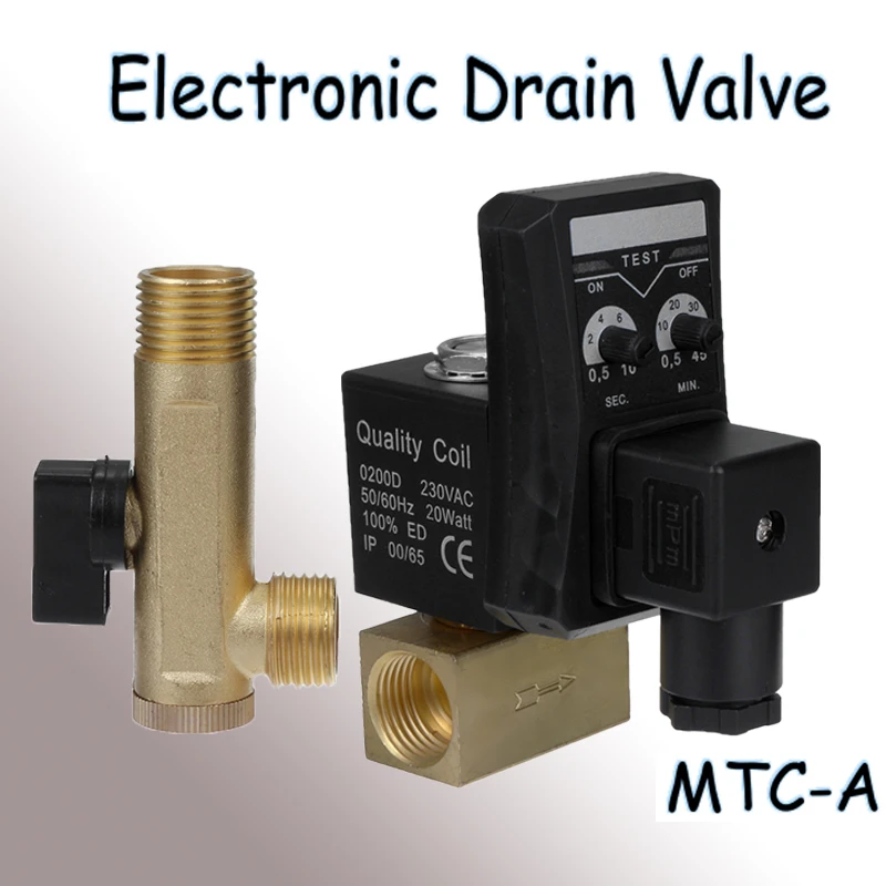 

New AC220V IP65 Waterproof Electronic Drain Valve MTC-A Split Timed Automatic Drain Valve Filter Automatic Electronic Drainage