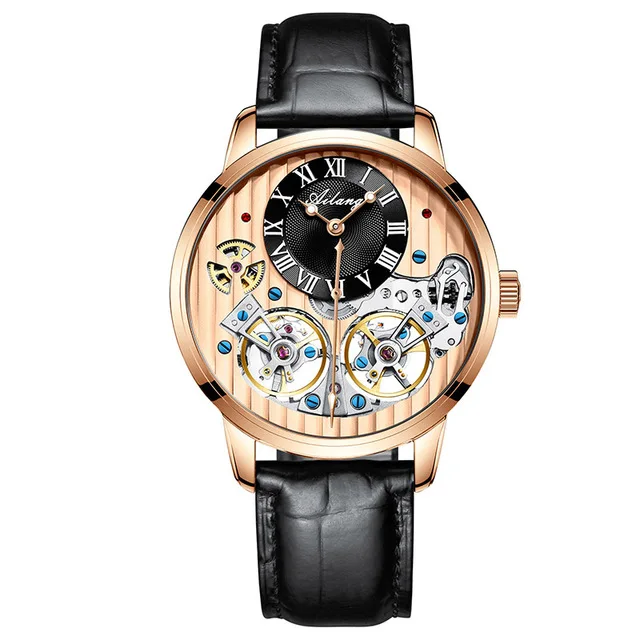 AILANG роскошные черные часы дорогой двойной Tourbillon Швейцария Для мужчин, часы от топ бренда, Роскошные автоматические механические часы Для мужчин - Цвет: 05