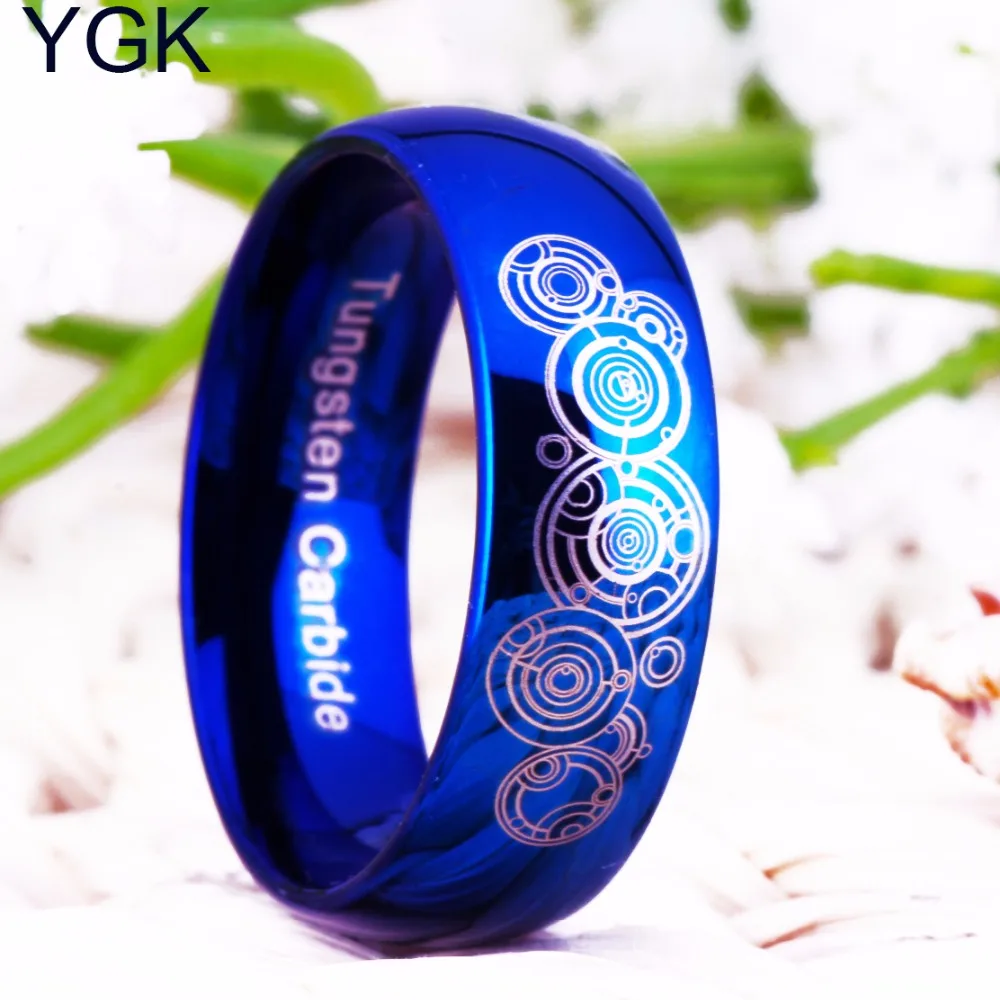 Свадебные украшения Обручальное кольцо Обручальные кольца 8 мм Doctor Who Blue Dome Мужская и женская мода вольфрамовое кольцо Подарок на годовщину