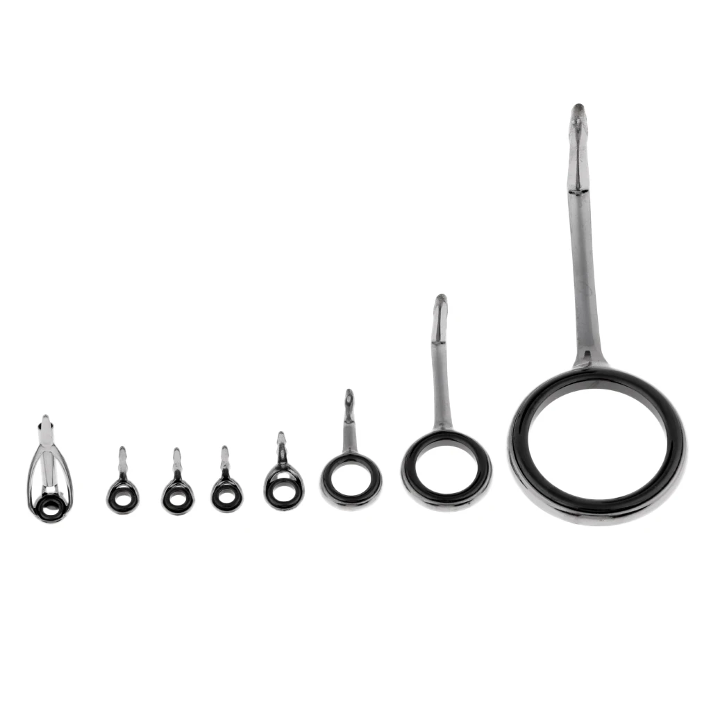 

8 Pieces Fishing Rod Guides Tip Ring Spinning Telescopic Surf Casting Rod Guides 2mm 3.5mm 5.5mm 8.8mm 19.3mm