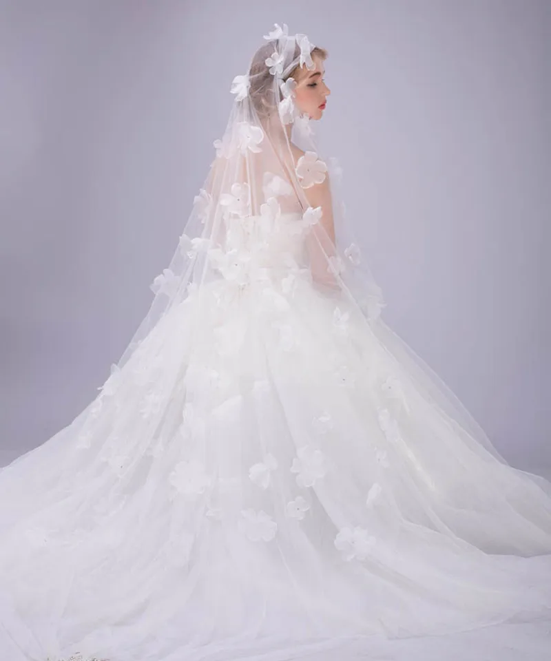 Fast Shipping White Ivory Cut-Edge Wedding Veils Flower With Crystal 2016 Voile De Mariee | Свадьбы и торжества
