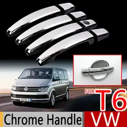 Для VW T6 Chrome Дверные Ручки Обложки Обрезать Набор 4 Шт. Volkswagen Transporter Multivan 2015-2017 Автомобильные Аксессуары стиль TDI TSI