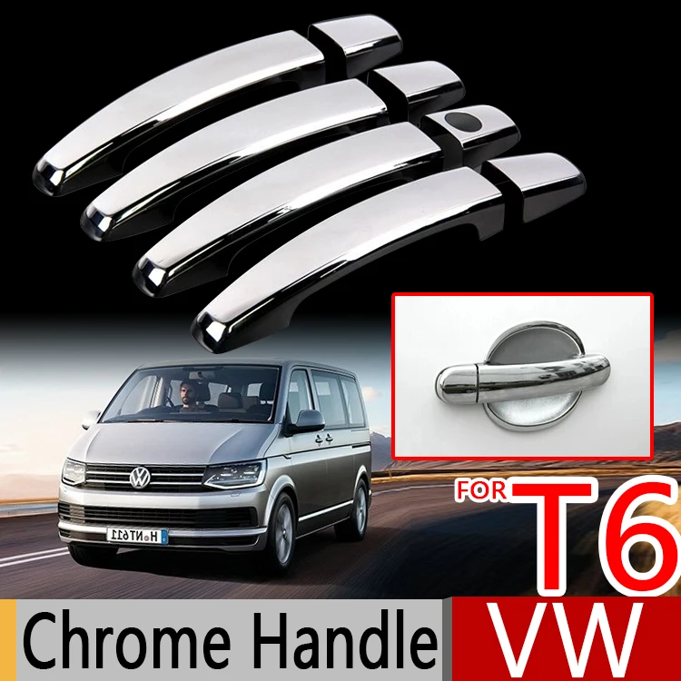 

For VW T6 Chrome Door Handle Covers Trim Set 4Pcs Volkswagen Transporter Multivan 2015-2017 Car Accessories Car Styling TDI TSI