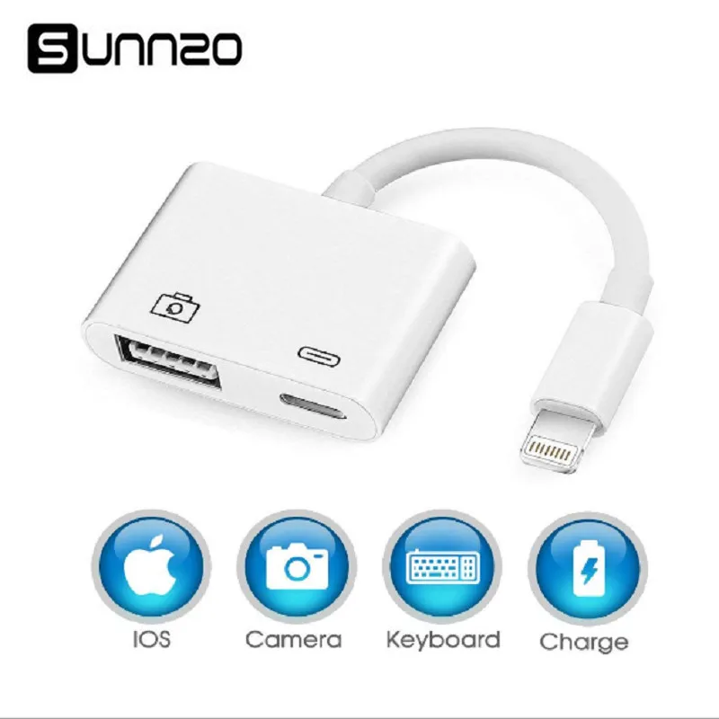 

For Iphone 8 Lightning to USB Camera Adapter to USB 3.0 Female OTG With Charging Port Hubs For Pad mini Air Pro/iPhone X 8