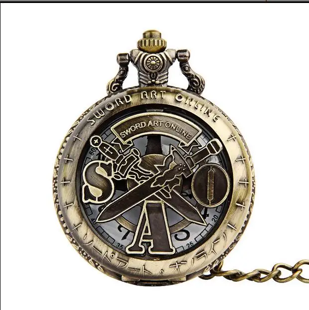 

Bronze antiques SOA rotate pattern Modern hours Hollow out chain FOB pocket watches gift