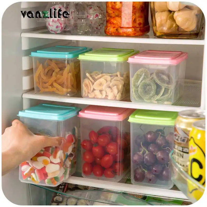 Vanzlife المطبخ نصف الوجه غطاء الغذاء صندوق تخزين محكم البلاستيك حاويات ختم علب ل والحبوب الخشنة و الحبوب