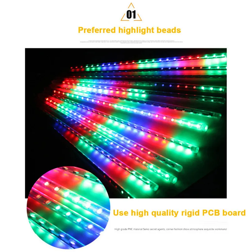 New  Light Strip Party LED Lights Meteor Shower Rain Snowfall Xmas Tree Garden Outdoor Party Decoration Lighting #3J01 (20)