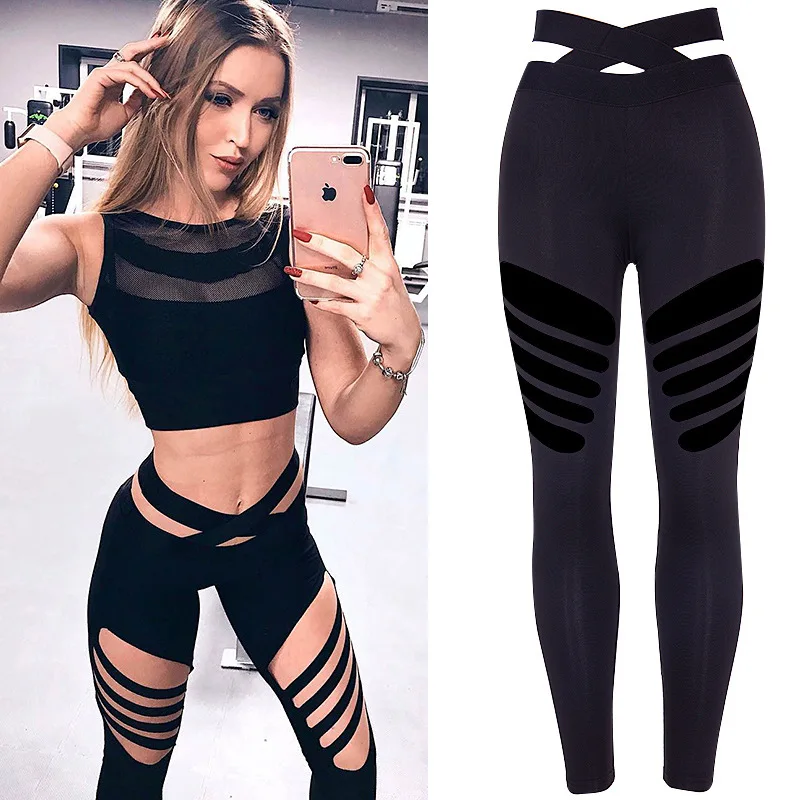BKLD 2024 Summer New Women Solid Black Leggings Sexy Hollow Out Fitness Leggings Push Up Workout Female High Waist Pants leggings women pants push up gym tights sexy tummy control sport yoga pants high waist legging fitness running capri pants 2023