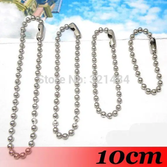 

Free ship! Rhodium Dull Silver Plated 1000PCS 10cm 2.4mm Ball Chains Link with Connector For Scrabble Tiles Key Chains Tags