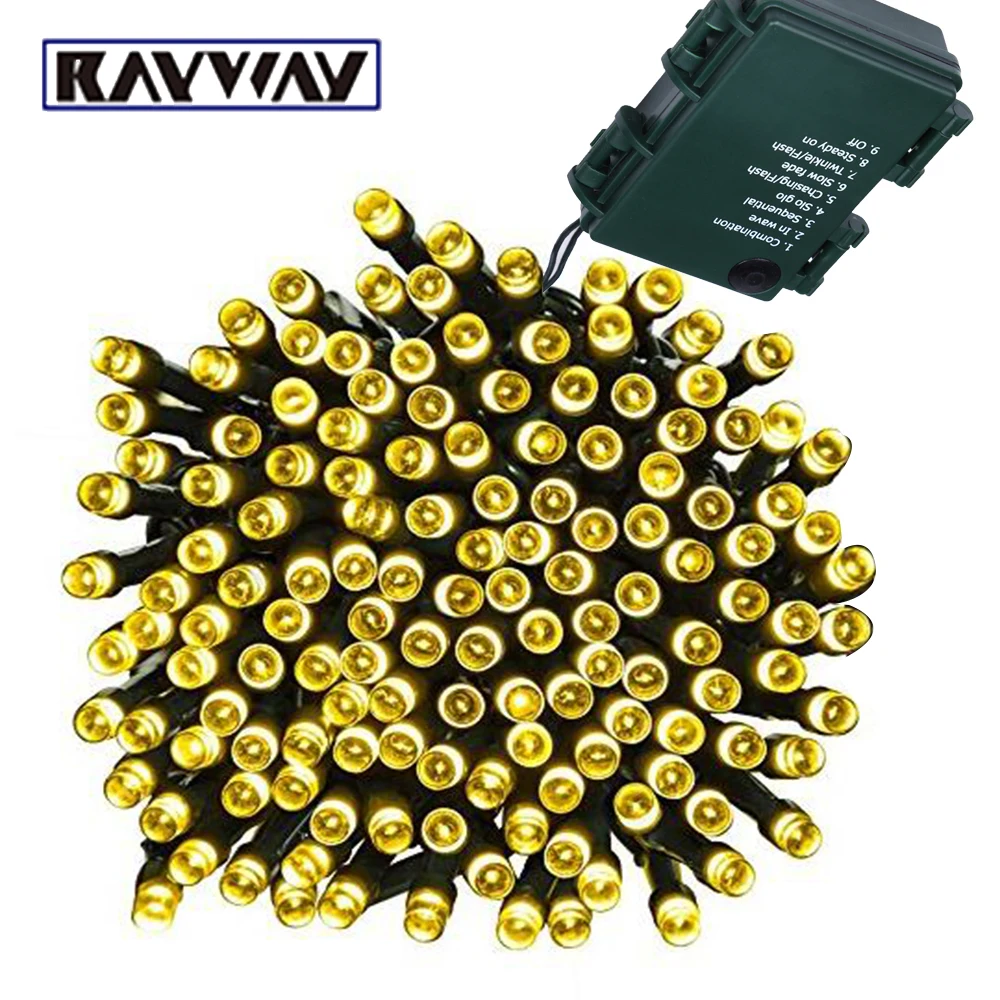 

RAYWAY 10/20M Waterproof LED Holiday Light String Outdoor White/Warm/RGB Battery Powered String Light for Party Wedding Lighting