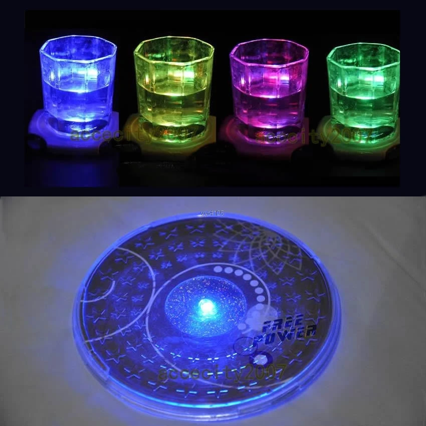 

1X LED Coaster Color Change Light Up Drink Cup Mat Tableware Glow Bar Club Party Mar