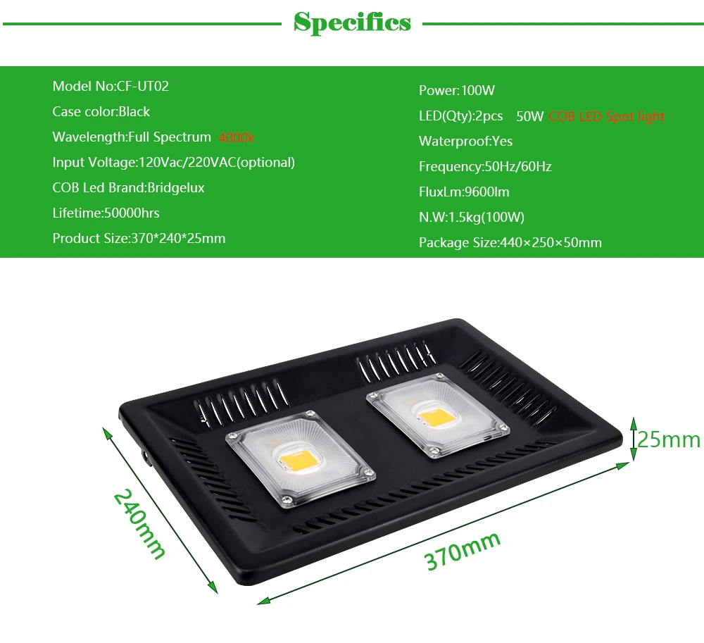 Фито лампы 50 W 100 W 150 W светодиодный светать COB полный спектр IP67 Водонепроницаемый растут светодиодный для расти палатку или Otdoor растений