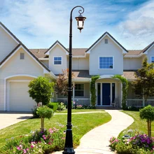 Открытый украшения Стиль люкс одна голова, две головы и три головы Сад Фонарный Столб в саду