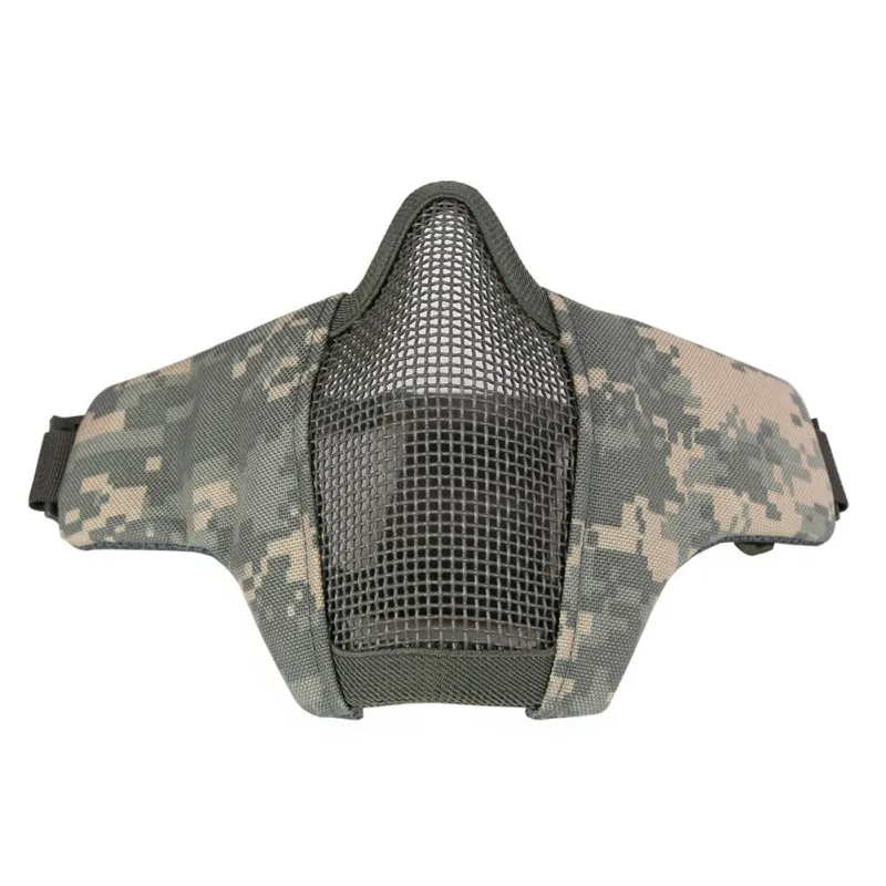 

Outdoor Breathable Half Lower Face Mask Tactical Military Style Protecting Steel Net Mesh Mask Foldable Protective Mask