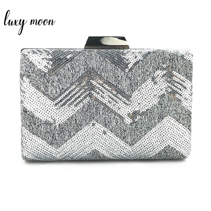 

New 2019 Sequined Female Clutch Bag Lady Evening Bags Metal Chain Handbag Clutches Wedding Party Purse Shoulder Bag ZD1241