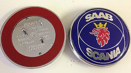 2 шт., 68 мм, автомобильный Стайлинг, SAAB, SCANIA, синий, черный, карбоновый, передний, задний багажник, значок, эмблема, авто логотип, 2/3 штифтов - Цвет: Scania 3 pins