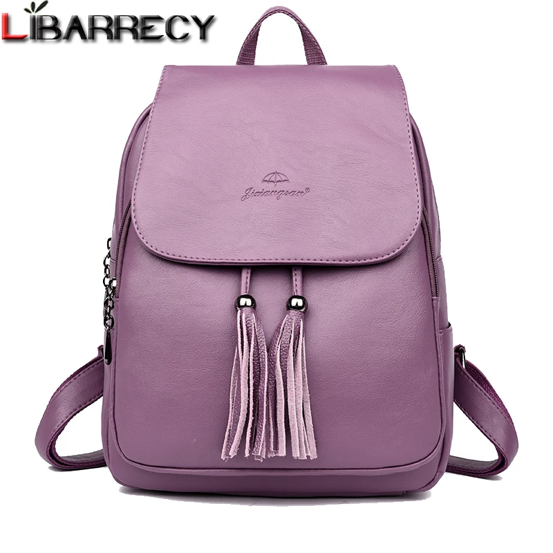 الأزياء شرابة المرأة قدرة كبيرة على ظهره حقيبة مدرسية للفتيات جلد حقيبة كتف للنساء 2018 حقيبة السفر الإناث