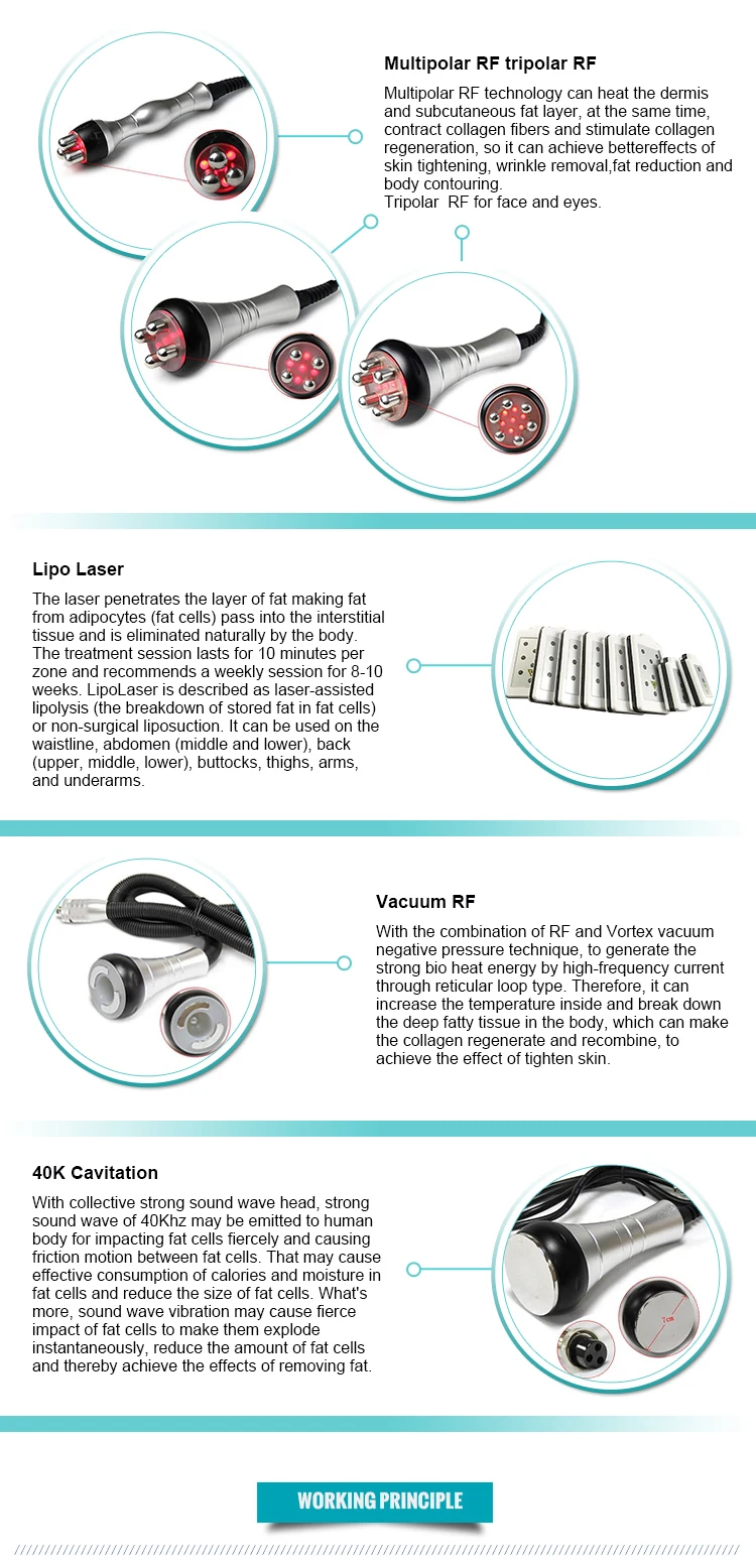 vácuo de radiofrequência laser 8 almofadas lipo