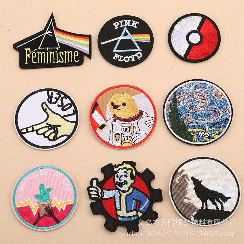 

20pcs/lot Round Cloth Sticker Embroidery Patches Letter Badge Garment Accessories Heat Transfers for Clothes
