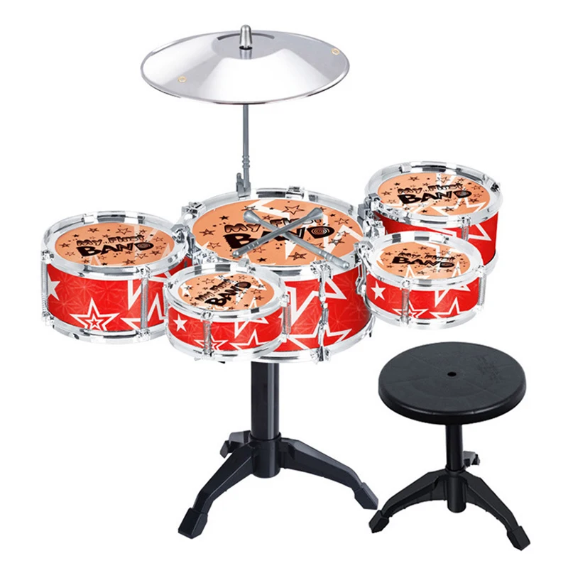

ABLD-Children'S Kids Jazz Drum Set Jazz Drums Educational Instrument Toys Beginners Practice Set