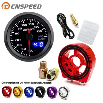 

2" 52mm 7 Colors LED Oil Temp Gauge 40-140 Celsius Digital Dual Display Car Meter With Sensor&Oil Filter Sandwich Plate Adapter