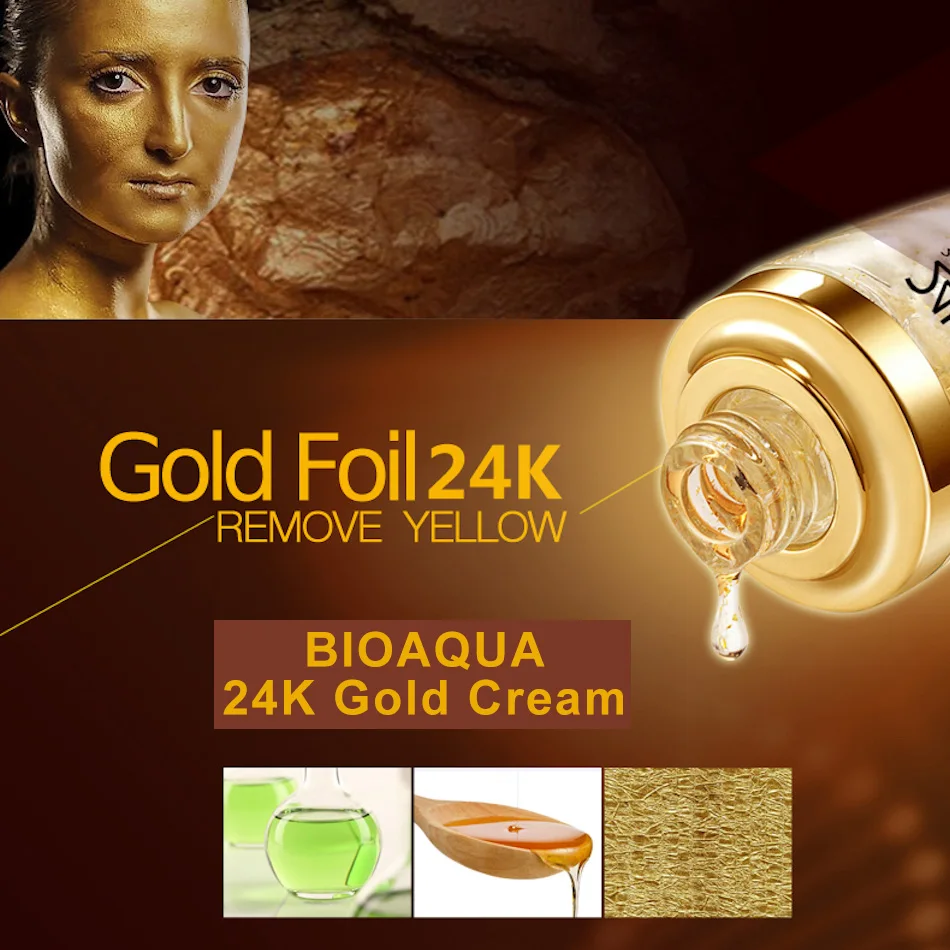 BIOAQUA 24 K золотой крем для лица увлажняющий отбеливающий дневной Золотая эссенция