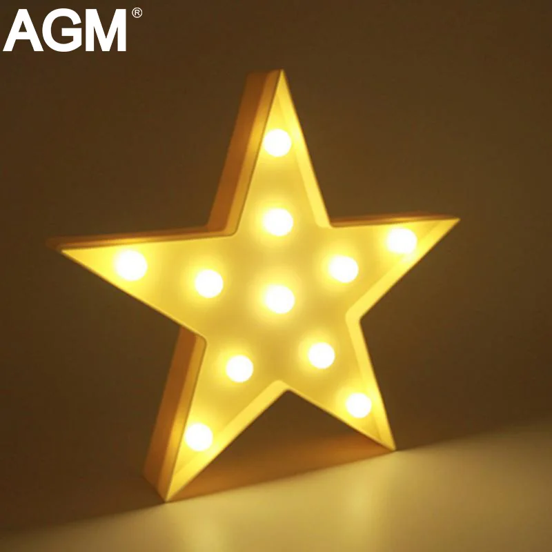 AGM Star Light LED Night Novelty 3D Lamp Cute Marquee Letter Battery Nightlight Wedding Christmas Bedroom Decoration #40 | Лампы и