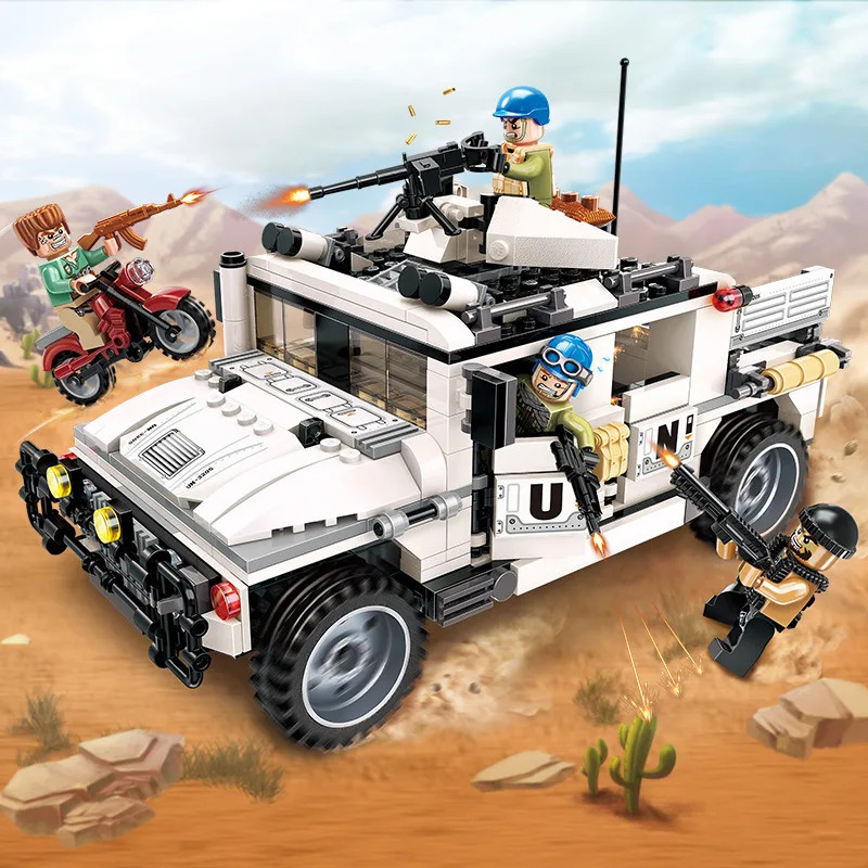 Günstige 3205 452 stücke, Kraft Donner Mission Hummer Counterattach Bausteine Kinder Spielzeug Für Kinder Legoings Militär