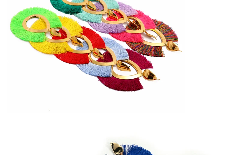 AYAYOO Big Fringed Tassel Earrings For Women Ethnic Circle Drop Earring Hanging Party Summer Holiday Earings Fashion Jewelry (4)