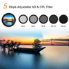 K & F CONCEPT 2-en-1 réglable polarisant CPL variable ND objectif filtre 67mm/72mm Fader 5-Stop ND2-ND32 pour Canon Sony Nikon appareil photo ► Photo 1/6