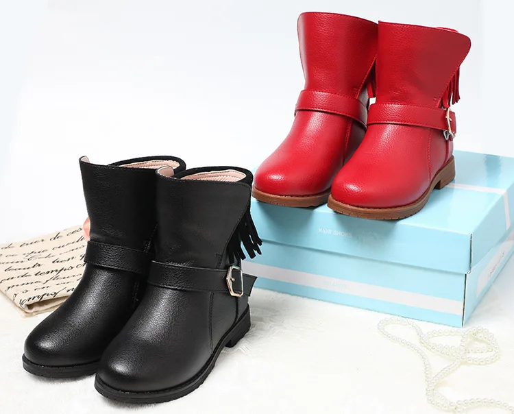 Ботинки для девочек; коллекция года; детская обувь; сезон осень-зима; Высококачественная обувь из натуральной кожи; cjildren; ботинки для принцессы с модной бахромой