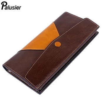 

New Design Women Genuine Leather Wallet Vintage Style Long Oil Wax Cowhide Ladies Clutch Bag Envelope Purse Card Holder