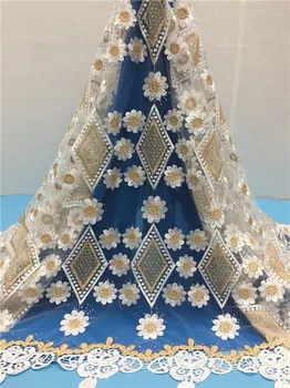 

2019 Latest French Nigerian Laces Fabrics High Quality Tulle African Laces Fabric Wedding African French Tulle Lace white(YD-4-1