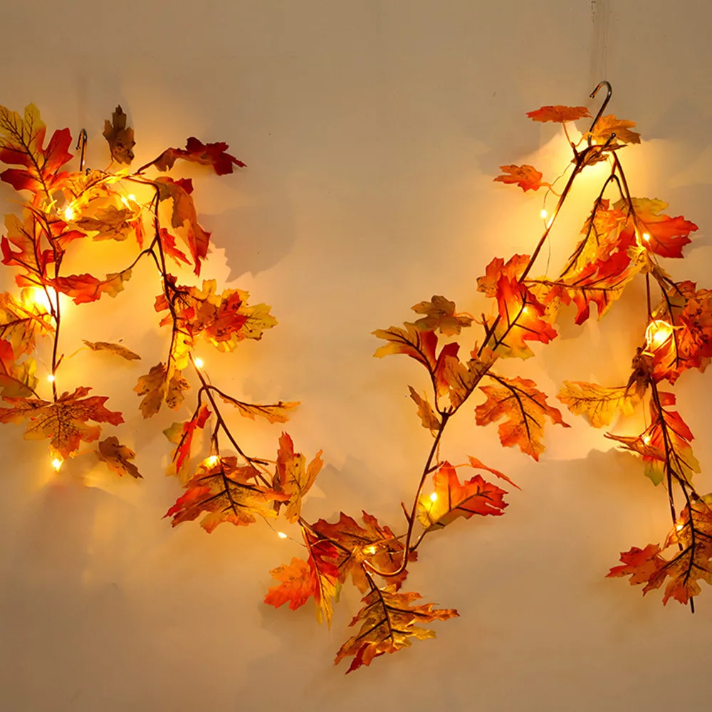 

Happy Halloween 1.5M LED Lighted String Fall Autumn Pumpkin Maple Leaves Garland Decoration Party Garden Decor Lights SA75