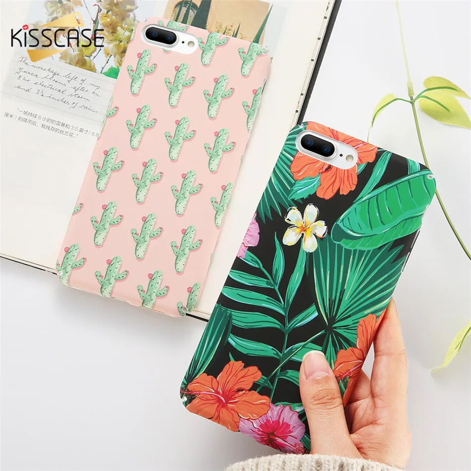 

KISSCASE Flower Pattern Cases For iPhone 5S SE 7 Plus Case cactus For iPhone 5 5s 7 Ultra Thin Smooth Matte Hard PC Phone Covers