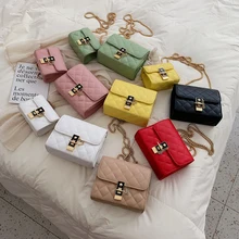 Сумки через плечо для женщин из лоскутов из искусственной кожи дизайнерский замок женские цепи мини сумки на плечо известный бренд Женская маленькая сумочка