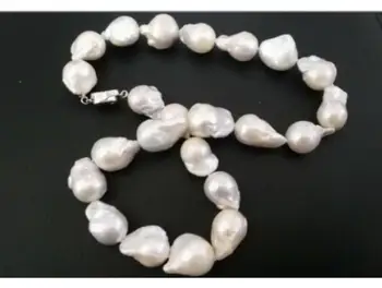 

elegant 14-15 mm baroque white pearl necklace 18inch