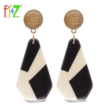 

F.J4Z Brand New Trending Catwalk Earrings Fashion Top Quality Resin Women's Statement Dangle Earrings For Party Show Bijoux